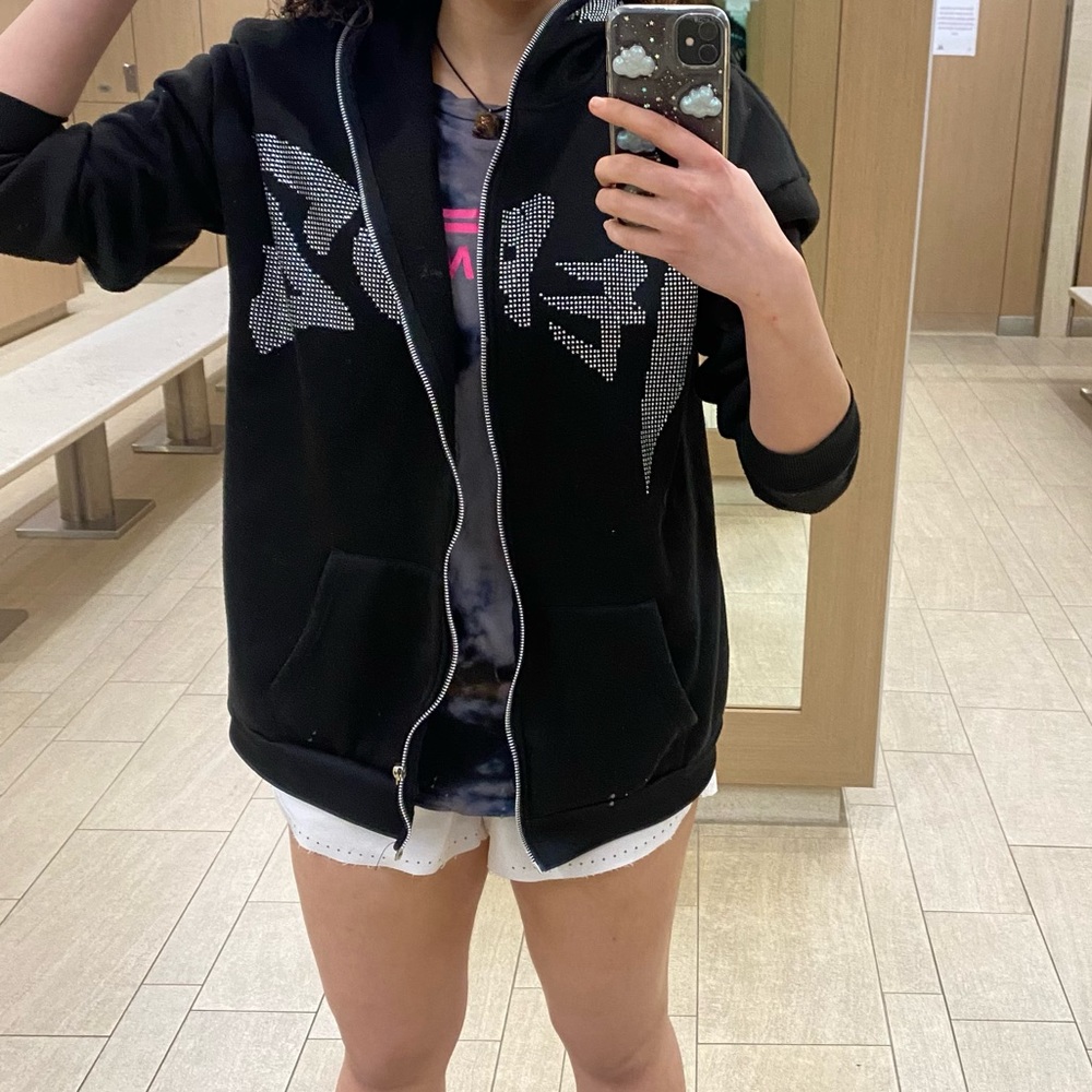 Zip up hoodie with angel wings